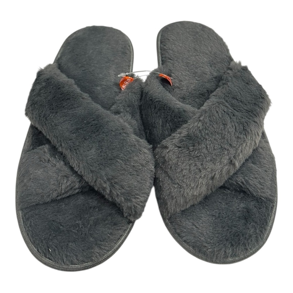 Joe Fresh Cozy Gray Faux Fur Slippers Size L